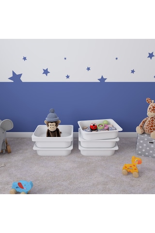 5 Adet Beyaz Kapaklı Çok Amaçlı Saklama Kutusu - Oyuncak Sepeti 5ks5k Beyaz