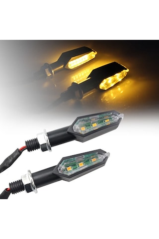 Motosiklet Led Sinyal Lambası Çift Taraflı Led Sinyal Lamba Seti 2 Li