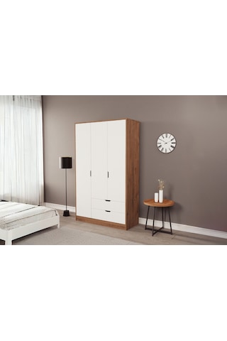 Moderno Trio 3 Kapaklı 2 Çekmeceli Gardırop Şık Ve Fonksiyonel Depolama Alanı Atlantik Çam - Beyaz