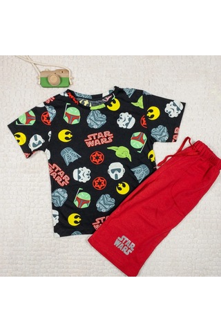 Momikon Erkek Çocuk Star Wars Baskılı Pamuklu Takım Siyah-kırmızı