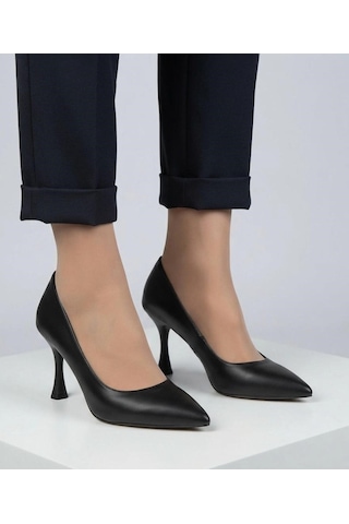 Asmi Shoes Kadın Vita Siyah Cilt Deri İnce Topuklu 9 Cm Stiletto