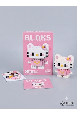Pembe 3d Kalem + 136 Parça Bloks Seti Yaratıcılığını İki Katına Çıkar Hello Kitty