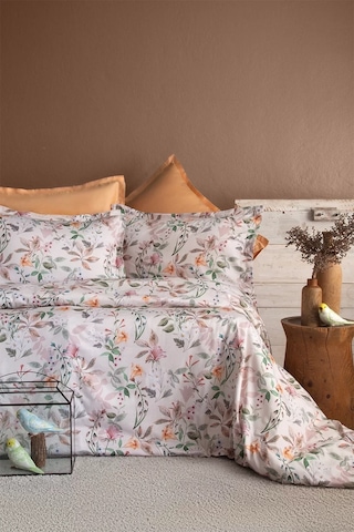 İssimo Home Ma Bella %100 Pamuk Saten Çift Kişilik Nevresim Takımı Pudra Pembe