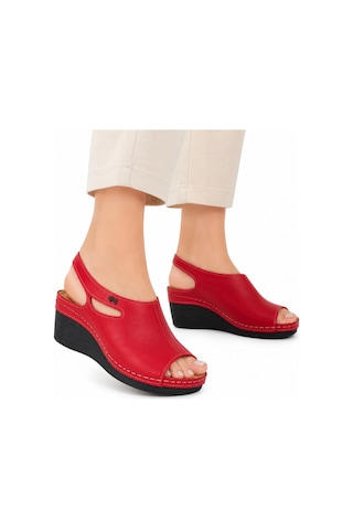 N Napa Shoe Np.1001.kırmızı.deri Terlik