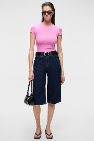 Grimelange HOPEWELL Kadın Yuvarlak Yaka Örme Slim Fit Pembe T-Shirt