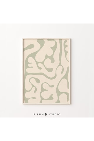 Adaçayı Yeşili Soyut, Organik Duvar Sanatı, Danimarka Pastel Dekoru, Japandi, Soyut Şekiller Sanatı