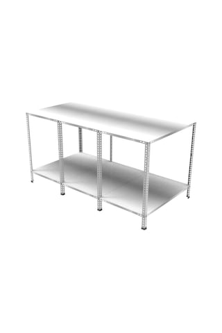 2 Katlı Galvaniz Paketleme Masası - Atölye, Depo, Hobi Çalışma Masası 177x93 Cm-75 Cm Galvaniz