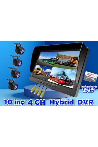 Hybrid Dvr 10'' Ekran 4 Ad 170'' Balık Gözü Lens Geniş Açı Kamera
