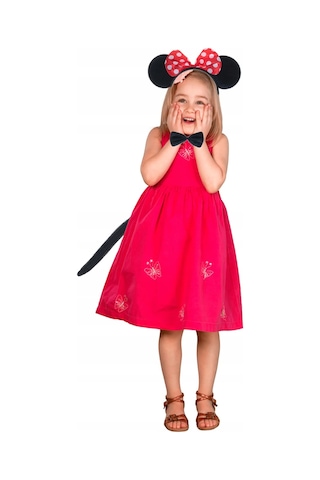 Veraura Lifestyle Minnie Mouse Kostüm Seti Taç Kuyruk Papyon Gösteri Seti Çok Renkli