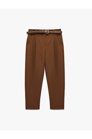 Koton Normal Bel Cepli Kemerli Havuç Pantolon Kahverengi 6sak40140pw Kahve