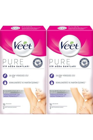 Veet Pure Hipoalerjenik Bikini & Koltuk Altı Bölgesi Sir Ağda Bandı 2 x 16'lı
