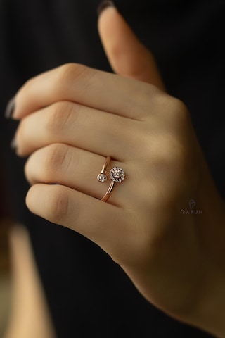 Yuvarlak Tek Taş Elmas Model 925 Ayar Ayarlanabilir Gümüş Yüzük