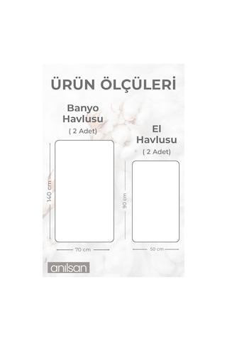 %100 Pamuk 4'lü Havlu Seti - 2 Adet El Havlusu Ve 2 Adet Banyo Havlusu Beyaz