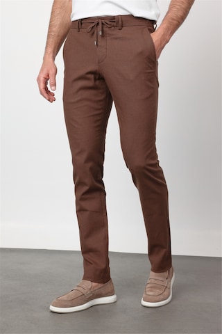 İmza Kahverengi Yan Cep Keten Slim Fit Keten Karışımlı Jogger Pantolon 1003260169