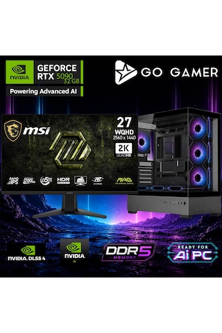 Go Gamer AE937DP R9-9950X 32 GB 1 TB SSD RTX5090 32 GB 27" Free Dos Oem Paket Masaüstü Oyuncu Bilgisayarı