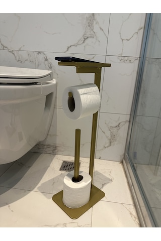lyla concept Lilyum Yedekli Aksesuarlıklı Tuvalet Kağıtlık Gold Gold