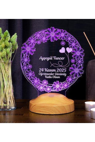 Öğretmene Hediye Papatya LED Lamba - Kişiye Özel Öğretmenler Günü ve Mezuniyet Hatırası Hediyesi
