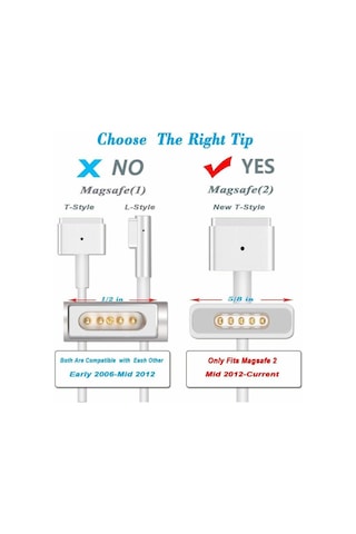 Alfabilgisayar Apple Uyumlu MacBook Air 13-Inch, Early 2015 Magsafe2 Adaptör Şarj