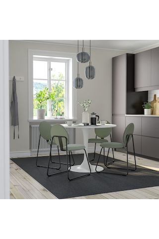 Mutfak Masası Takımı, Beyaz-hakebo Gri/yeşil, 4 Sandalyeli Gri