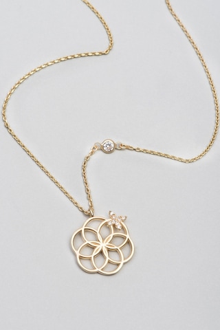 Yaşam Çiçeği 18 Ayar Sarı Altın Kaplama 47 Cm Gümüş Anne Kolyesi