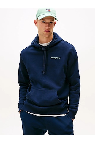 Tommy Hilfiger Tjm Reg Blur Scrpt Bck Hood Ext Erkek Mavi Kazak - Dm0dm22112 Mavi