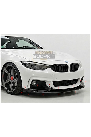 F32 F33 F36 M Sport Ön Lip 3 Parça - Plastik Parlak Siyah