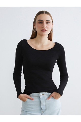 Lcw Everyday Siyah U Yaka Kuplu Kadın Body