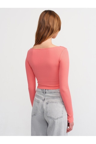 Dilvin 3700 Fitilli Uzun Kollu Top-pembe-4304 Pembe