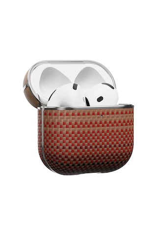 Apple Uyumlu AirPods Pro 2 Kılıf Aramid Fiber Pitaka Tactile Woven Sunset-moonrise Serisi Sunset Kapak Kahverengi
