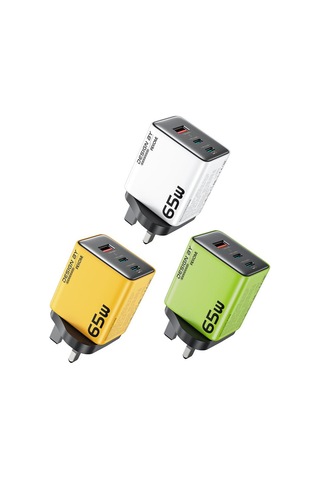 Wk Wp-u45 Keylour 65w Tip-cx2, Usb Gan Şarj Cihazı, Fiş: İngiltere Fiş Sarı Sarı