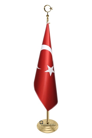 Pirinç Makam Bayrak Direği Ayyıldız Alemli