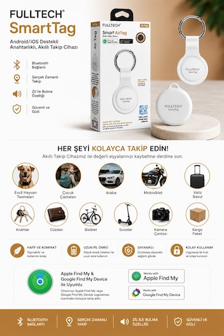 Fulltech Smarttag A Tag Akıllı Takip Cihazı İos Ve Android Uyumlu Bluetooth Takip Cihaz