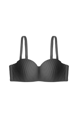 Cottonill Seamless Bra - Striva Siyah Mikro Çizgi Desenli Balenli Kadın Sütyen -