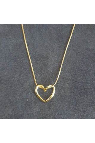 Stainless Steel Çelik Kolye Sade Kalp Gold
