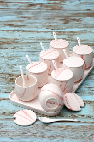 Arow Tr-3014 Linda Pembe 25 Parça Porselen Baharat Takımı Pembe