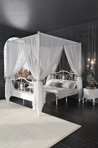 Argimo Pero Sultan Çift Kişilik Metal Beyaz Karyola 140 x 200 Cm (Cibinliksiz)