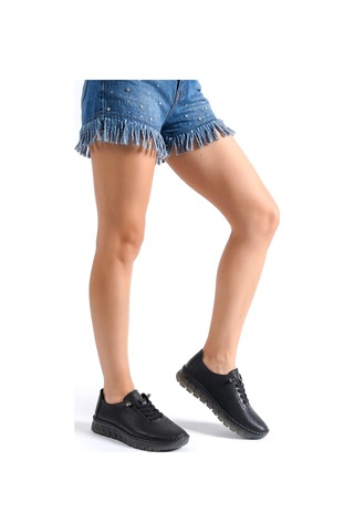 Analin Shoes Hakiki Deri Kadın Casual Ayakkabı Siyah