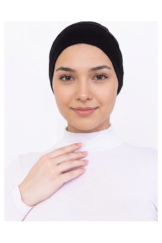 Alivascarf Hava Alan Fileli Klima Fit Bone Dikişsiz Siyah Kadın Tesettür Pratik İç Bone