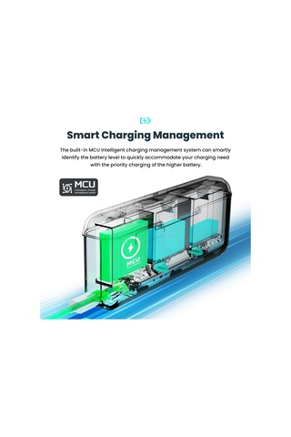 Amagisn 3 Yuvalı Hızlı Şarj Kutusu Pil Şarj Cihazı Siyah