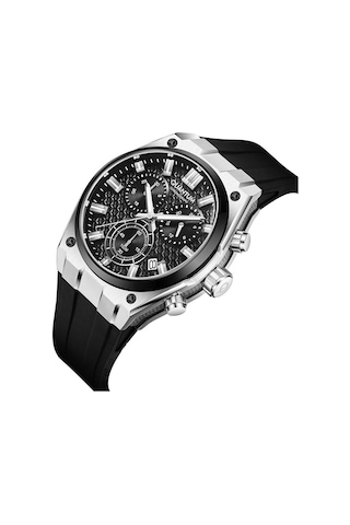 Quantum Hng1237.351 Quartz Kronograf Silikon Siyah 10 Atm 41 Mm Erkek Kol Saati Gri