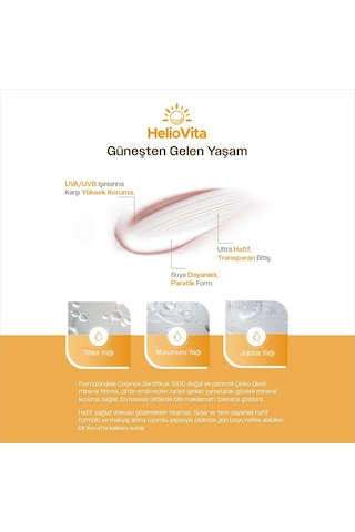 Heliovita Yüksek Koruma Etkili Güneşten Koruyucu Yoğunlaştırılmış Krem, Spf 50+, Pa++++
