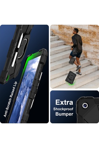 Cbtx Samsung Galaxy Uyumlu Tab A9+ Sağlam Kılıf Kolu Omuz Askılı Kickstand Tablet Kapağı