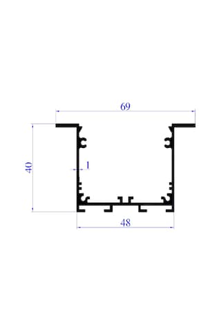 Led Kanal Profil Alüminyum Sıva Altı Kasa 1 Metre 2185 Sa 40x48mm Opak Pleksi Yan Kapak Ve Yay Dahil