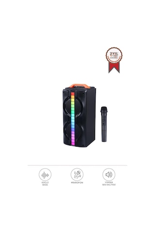 Torima Kts-1790 Siyah Mikrofonlu Rgb Ledli Taşınabilir Bluetooth Hoparlör Parti Speaker