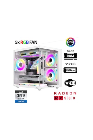 Xaser Cube X120 i5-10400F 16 GB 512 GB M.2 Nvme SSD 8 GB RX580 Free Dos Masaüstü Oyuncu Bilgisayarı