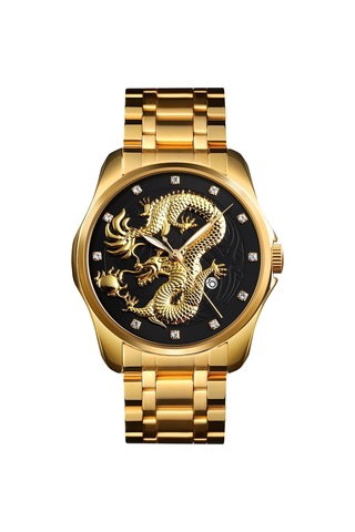 Sones Bınbond D001 3d İçi Boş Motosiklet Döner Tekerlekli Saat, Renk: Beyaz Çelik-yeşil