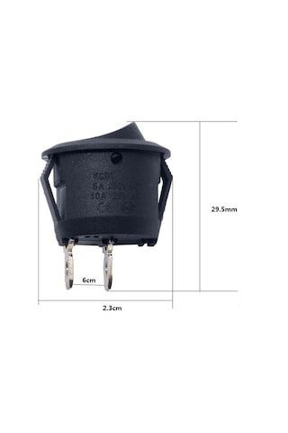 Robizstore-Yuvarlak 2 Pin Anahtar Rocker Switch Mini Buton Kcd1 Siyah Açma