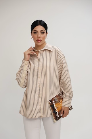 Kadın Dantel Şerit Detaylı Oversize Gömlek 1900-25 Siyah