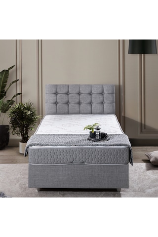 Venedik Tek Kişilik Baza Başlık Comfort Ortopedik Yatak Seti - Açık Gri 90 x 200