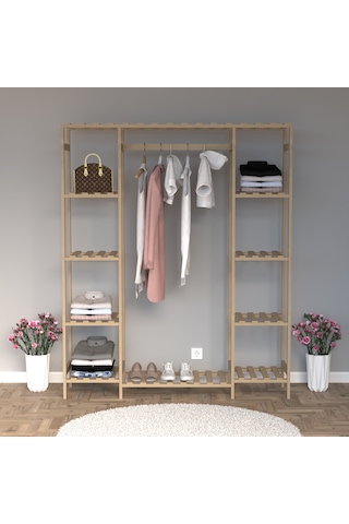 Ahşap Gardırop, Masif Ahşap Dolap, Açık Dolap 150x40x180 Ahşap